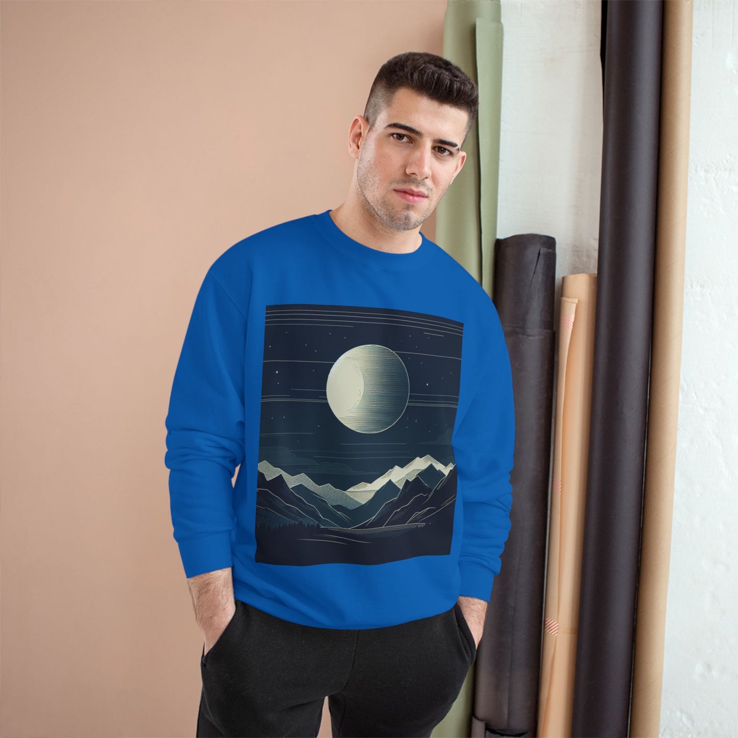 Celestial Mountains Champion Sweatshirt - Cozy Night Sky Design