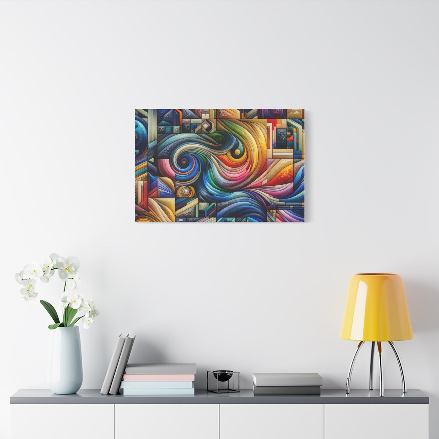 Vibrant Abstract Swirl Matte Canvas Art - Colorful Home Decor