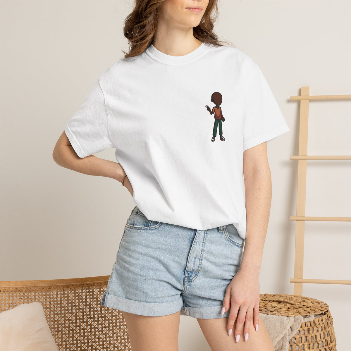 Minimalist Little Boy Graphic T-Shirt — Small Chest Illustration, Casual Kids/Youth Tee