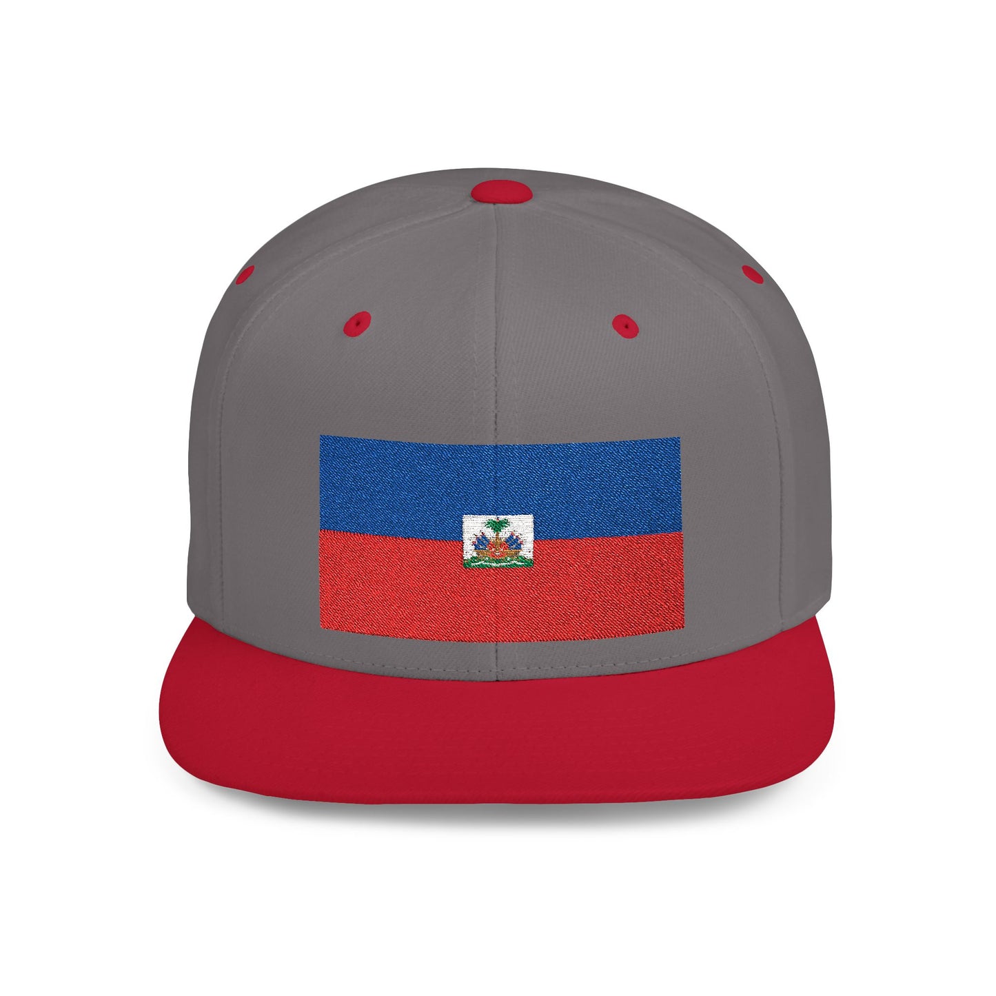 Haitian Flag Flat Bill Snapback Cap - Stylish Headwear for Cultural Celebrations