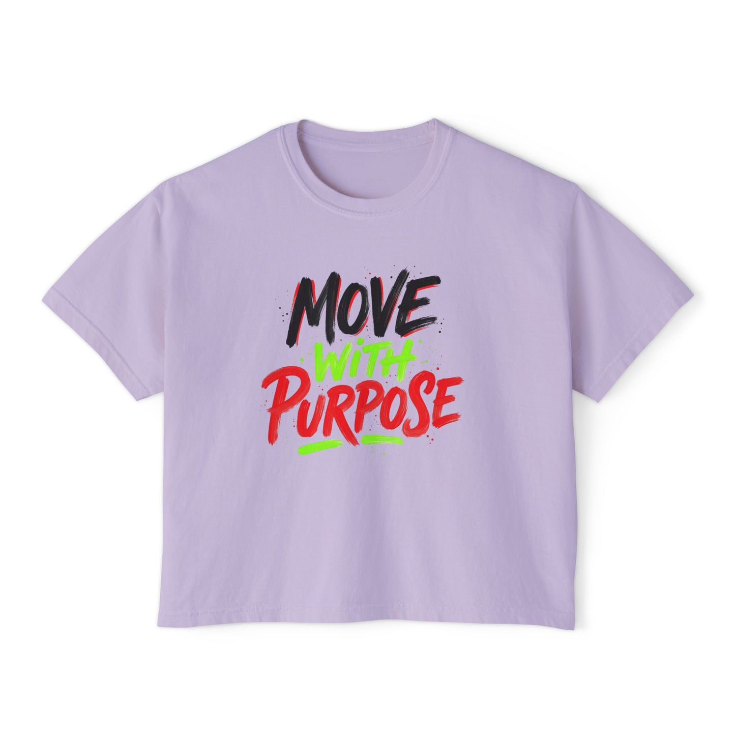 Move With Purpose Boxy Tee — Motivational Women's Cropped T‑Shirt