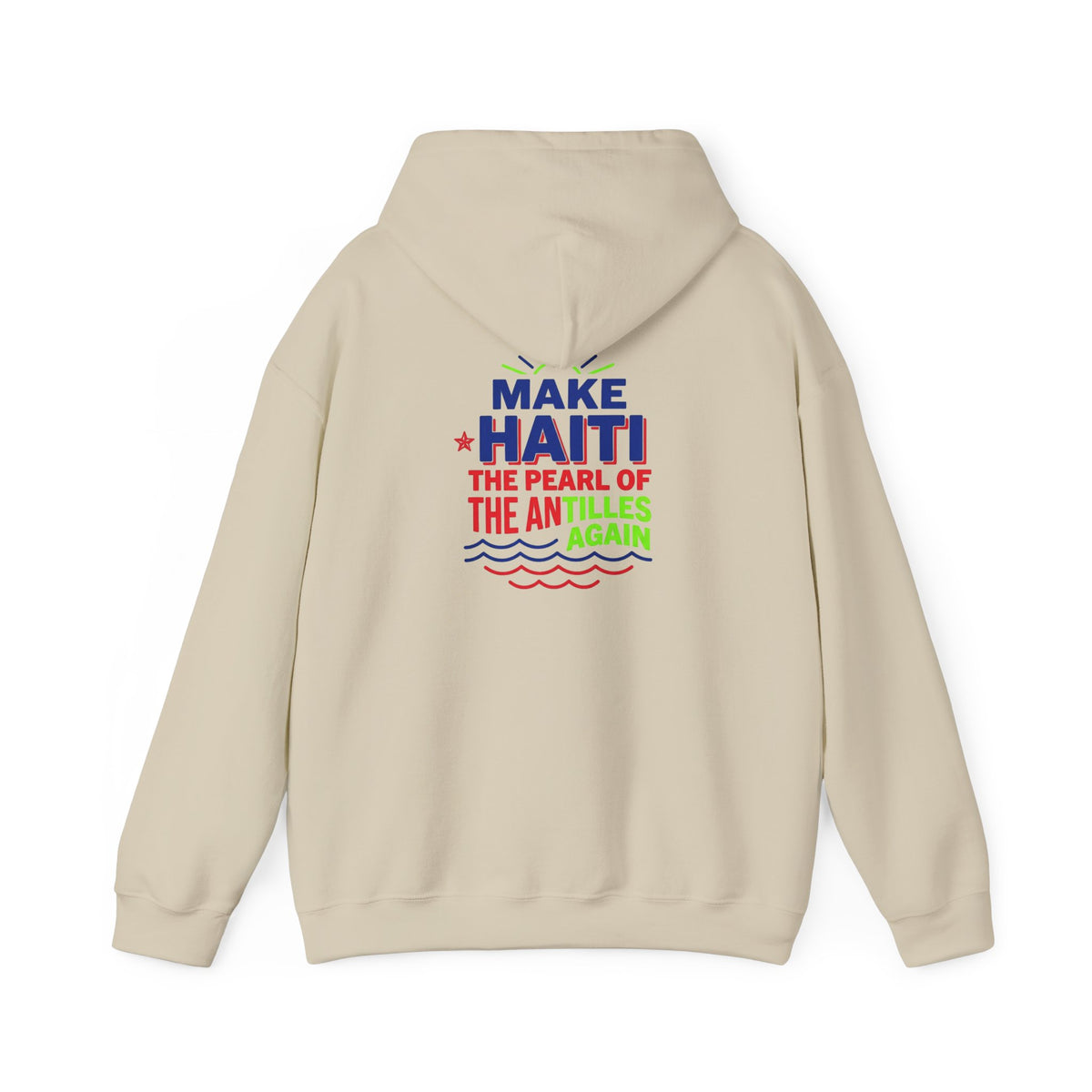 Make Haiti The Pearl of the Antilles Again Hoodie — Cartoon Figure Back Print
