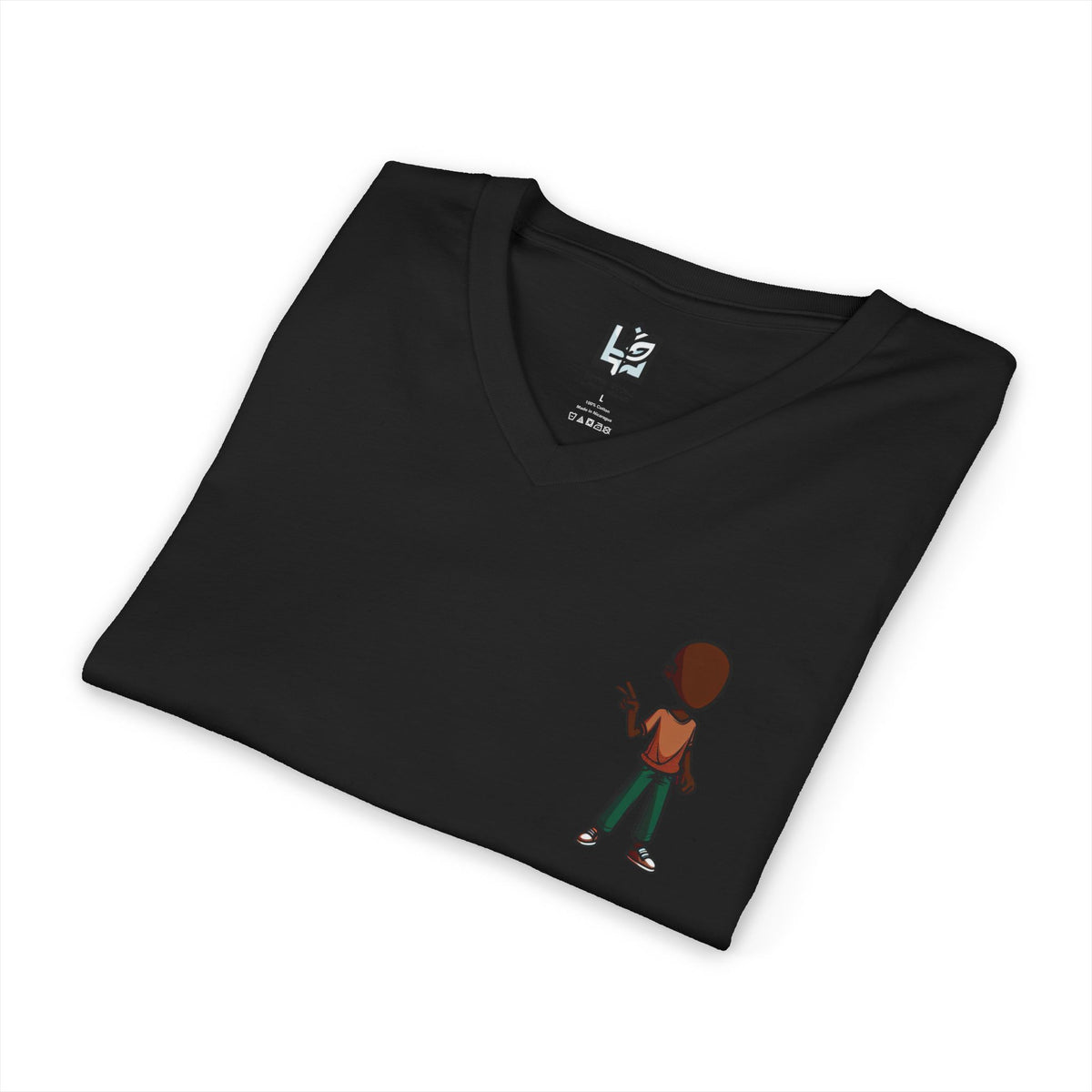 Minimalist Kid with Phone V-Neck Tee