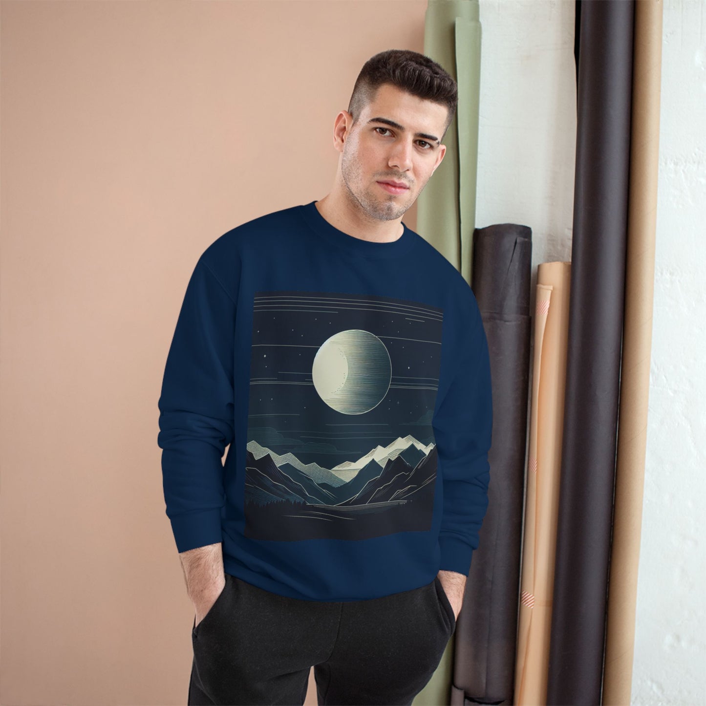 Celestial Mountains Champion Sweatshirt - Cozy Night Sky Design