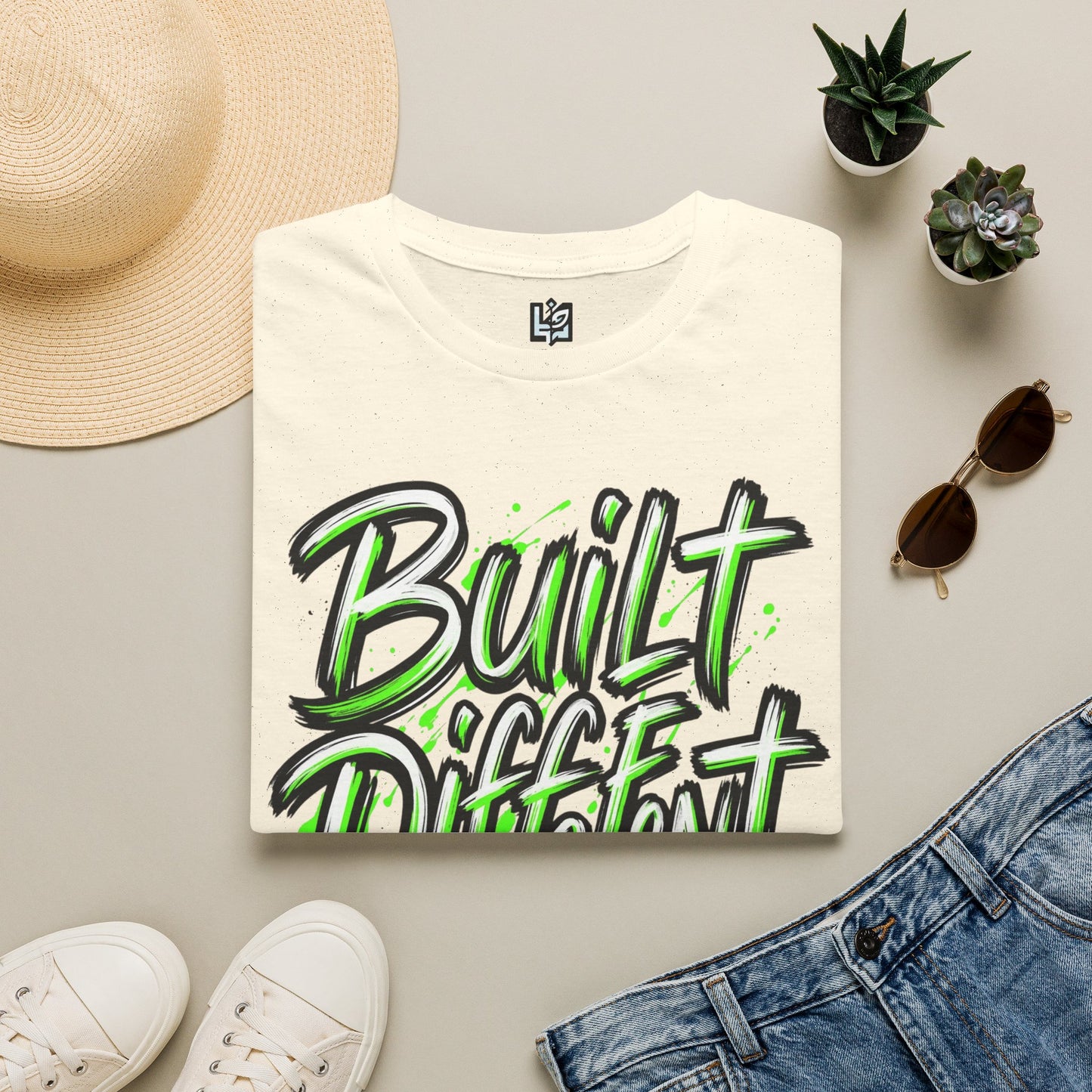 Built Different T-Shirt — Bold Neon Graffiti Tee