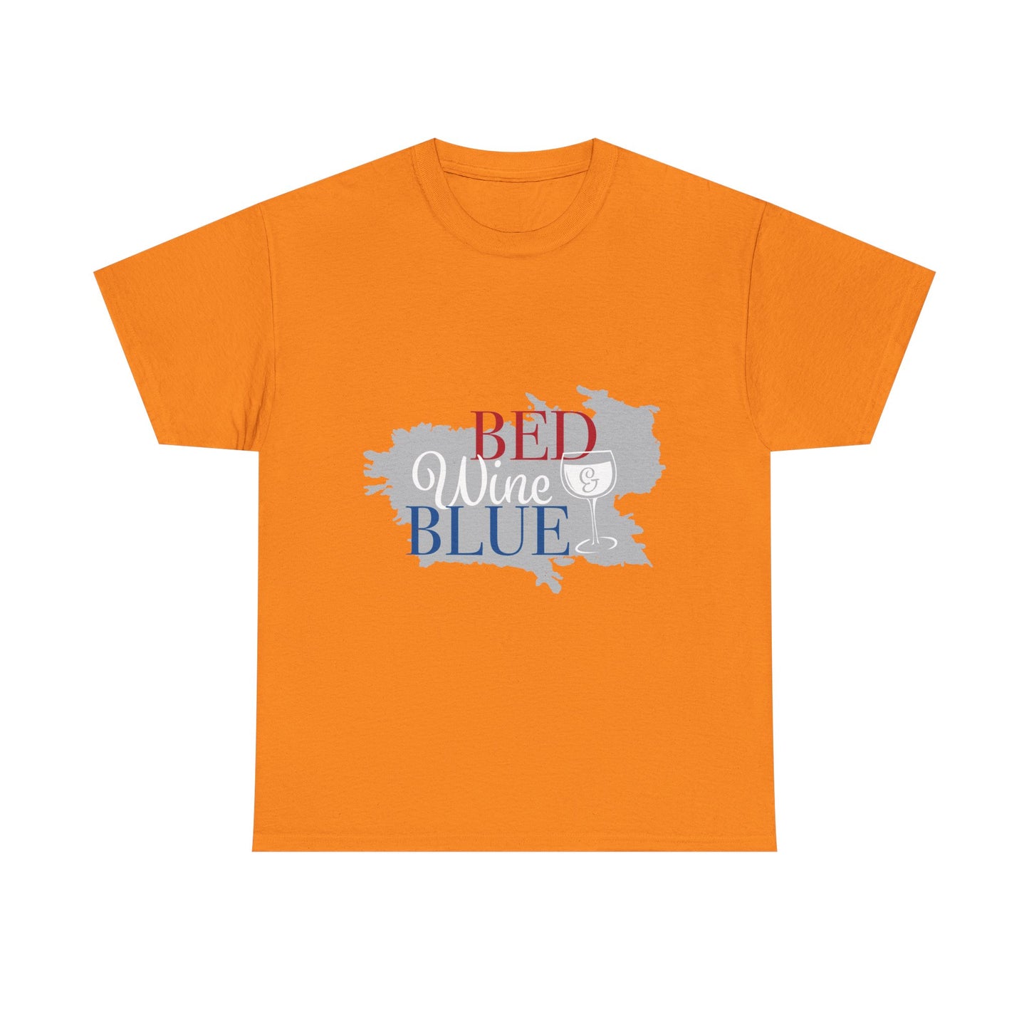 Unisex Heavy Cotton Tee - "Bed, Wine & Blue" - Perfect for Relaxing and Celebrating Freedom