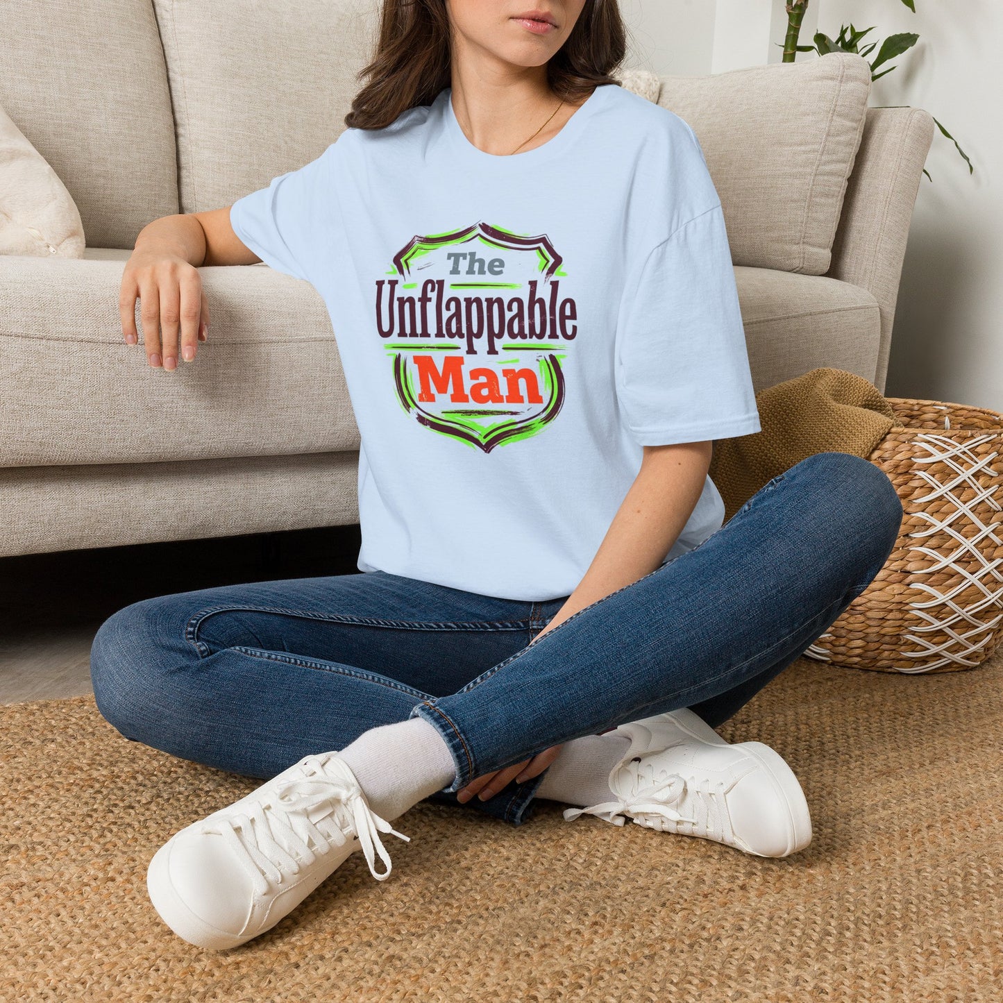 The Unflappable Man T-Shirt — Funny Retro Badge Graphic Tee