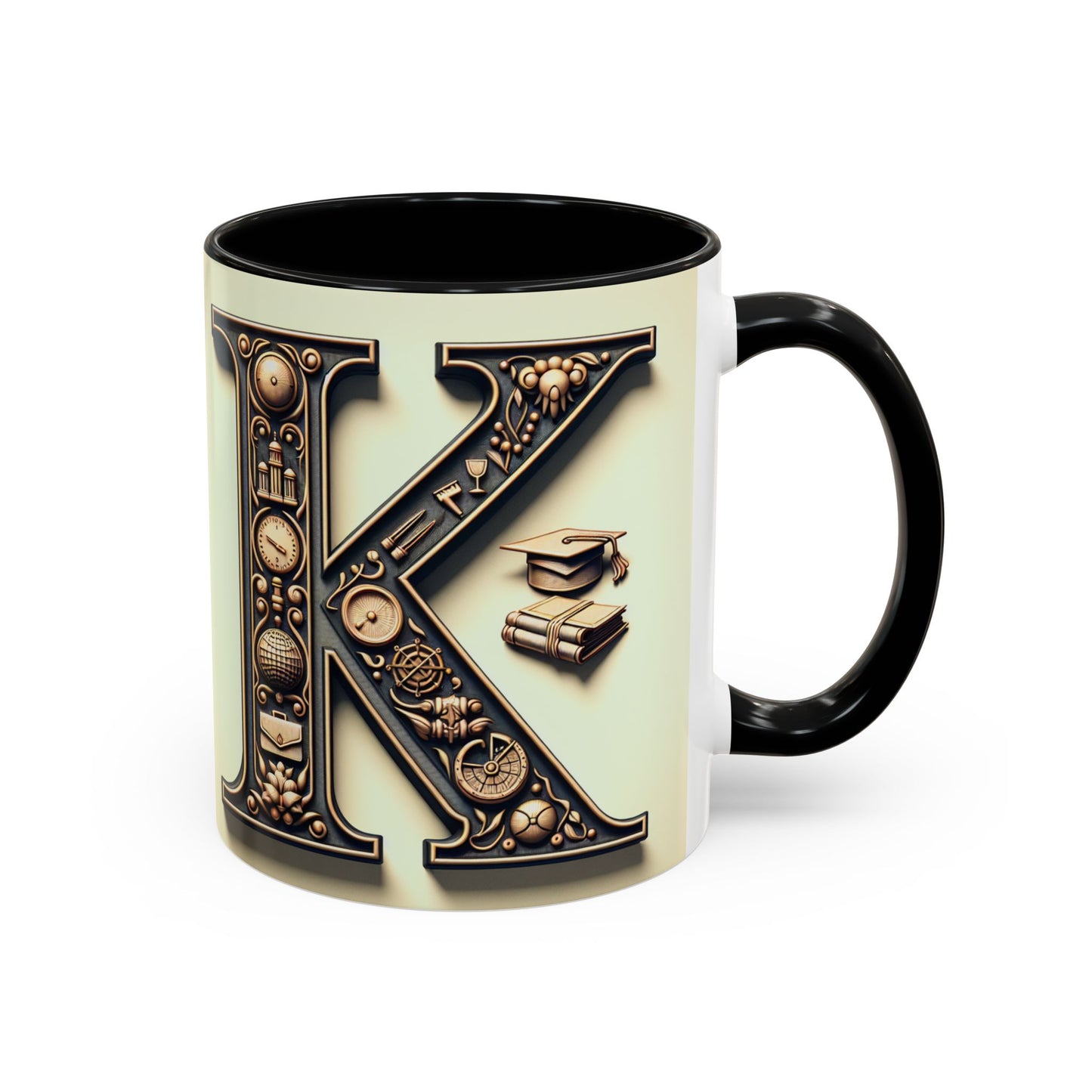 Personalized Initial K Accent Coffee Mug - Perfect Gift for Graduates or Book Lovers