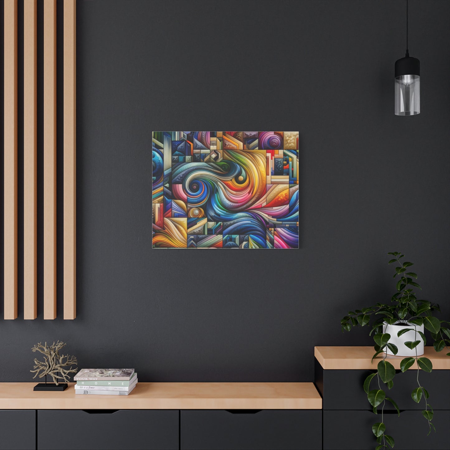 Vibrant Abstract Swirl Matte Canvas Art - Colorful Home Decor