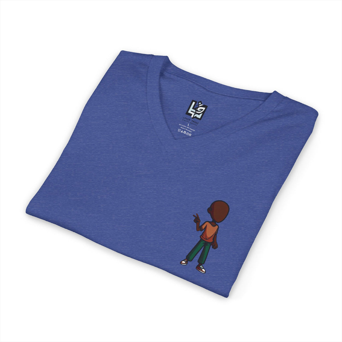 Minimalist Kid with Phone V-Neck Tee