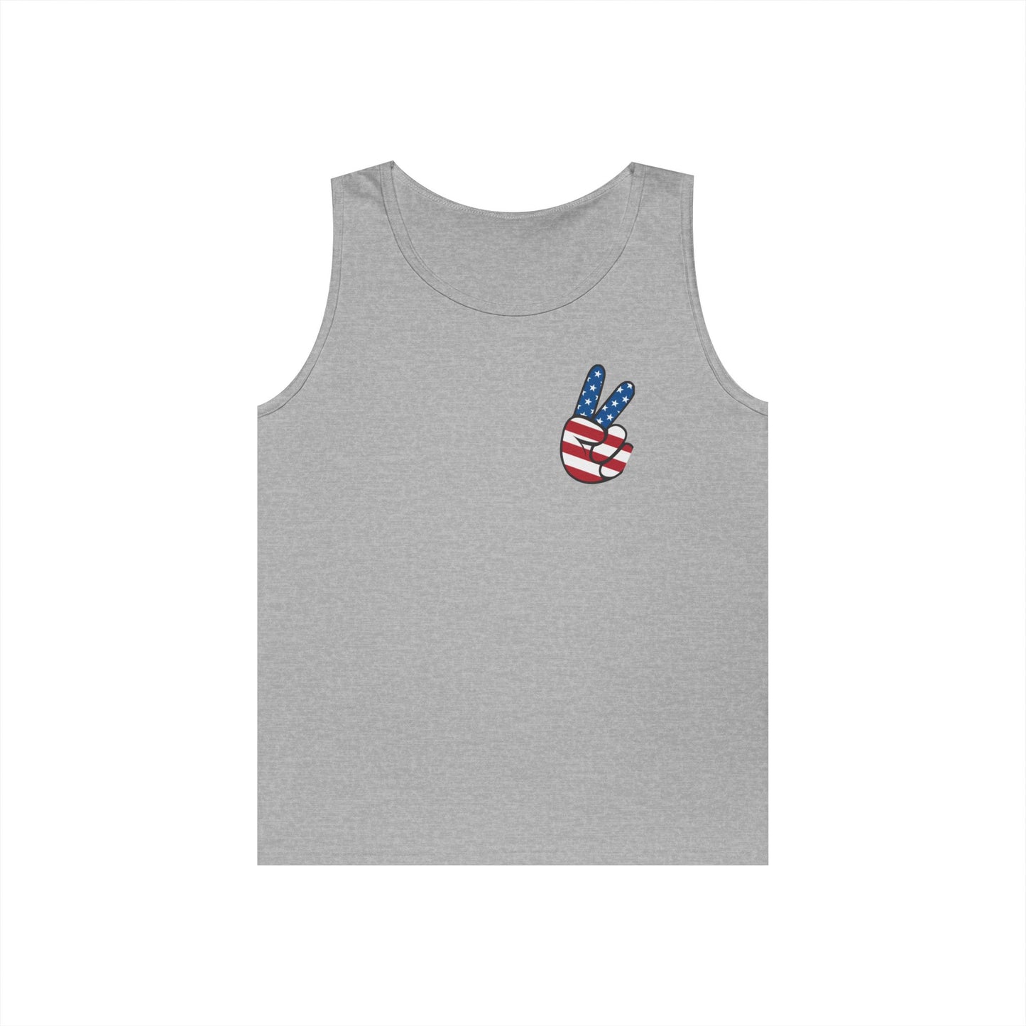 Unisex Heavy Cotton Tank Top - ‘V’ for America Graphic Tee, Perfect for July 4th Celebrations