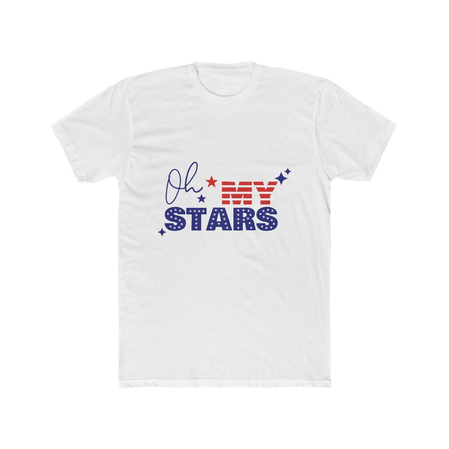 Patriotic Unisex Cotton Crew Tee - "Oh My Stars" Design