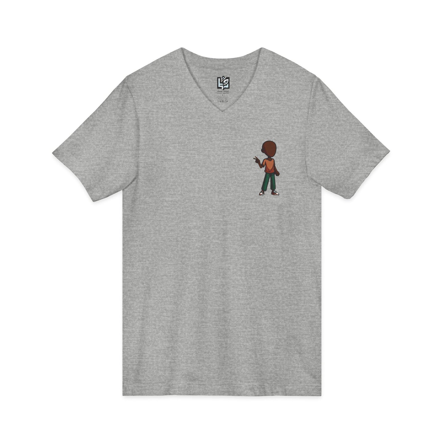 Minimalist Kid with Phone V-Neck Tee