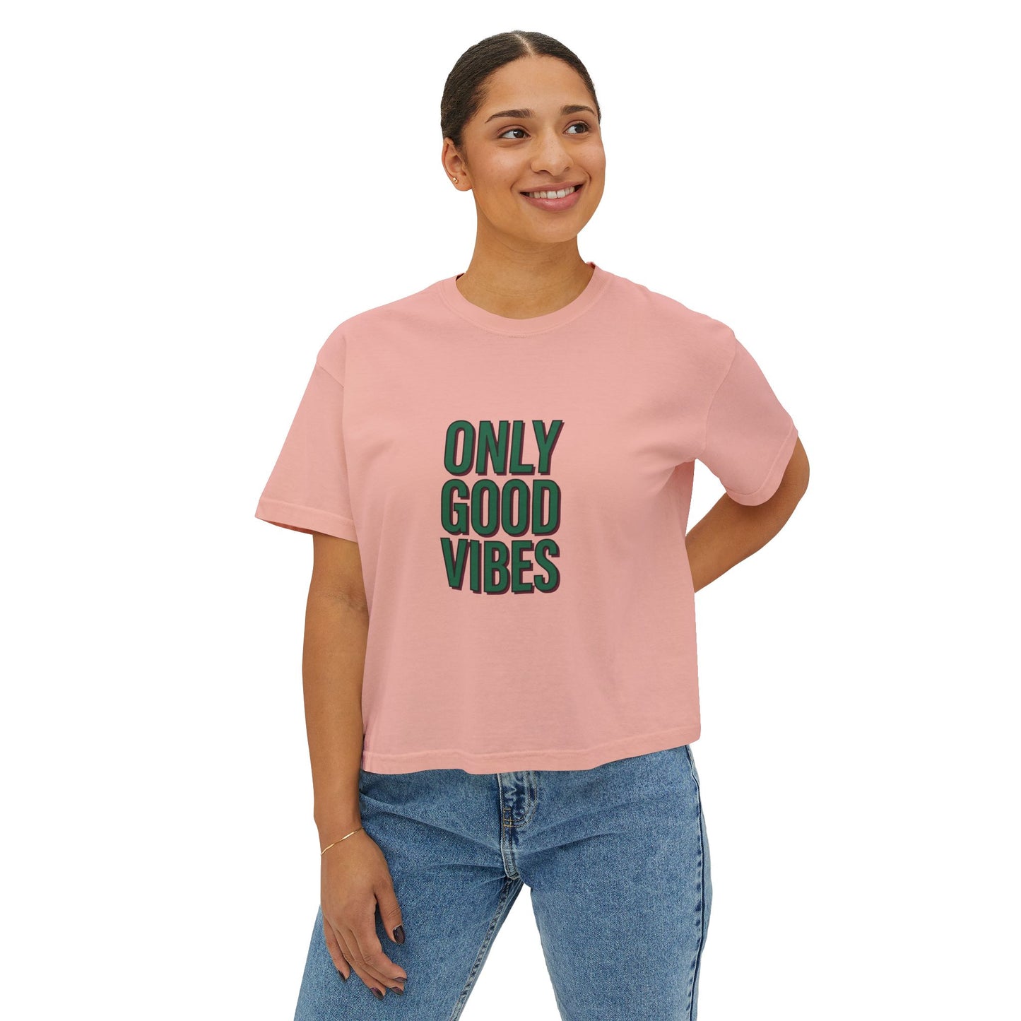 Only Good Vibes Boxy Tee — Women's Positive Graphic Crop T-Shirt