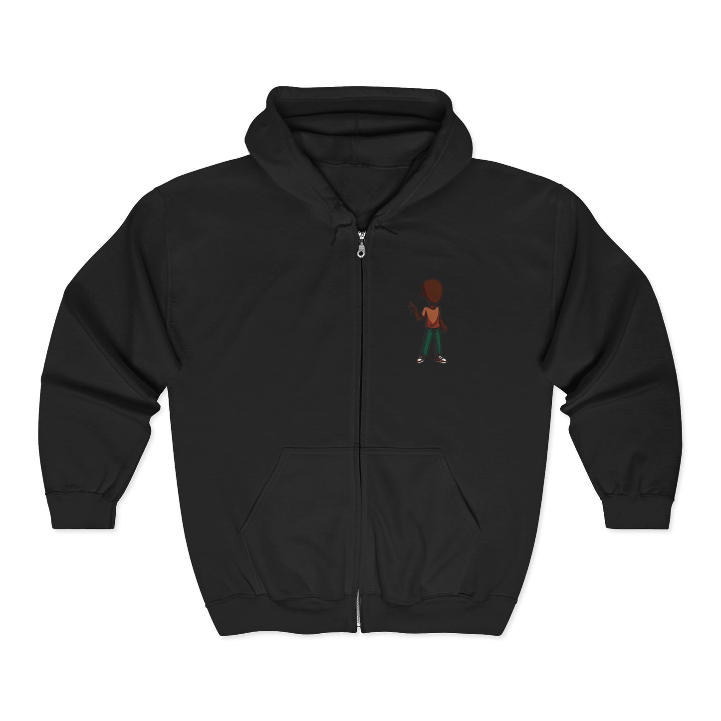 Gamer Pixel Character Full-Zip Hoodie — Retro 8-Bit Avatar Zip-Up