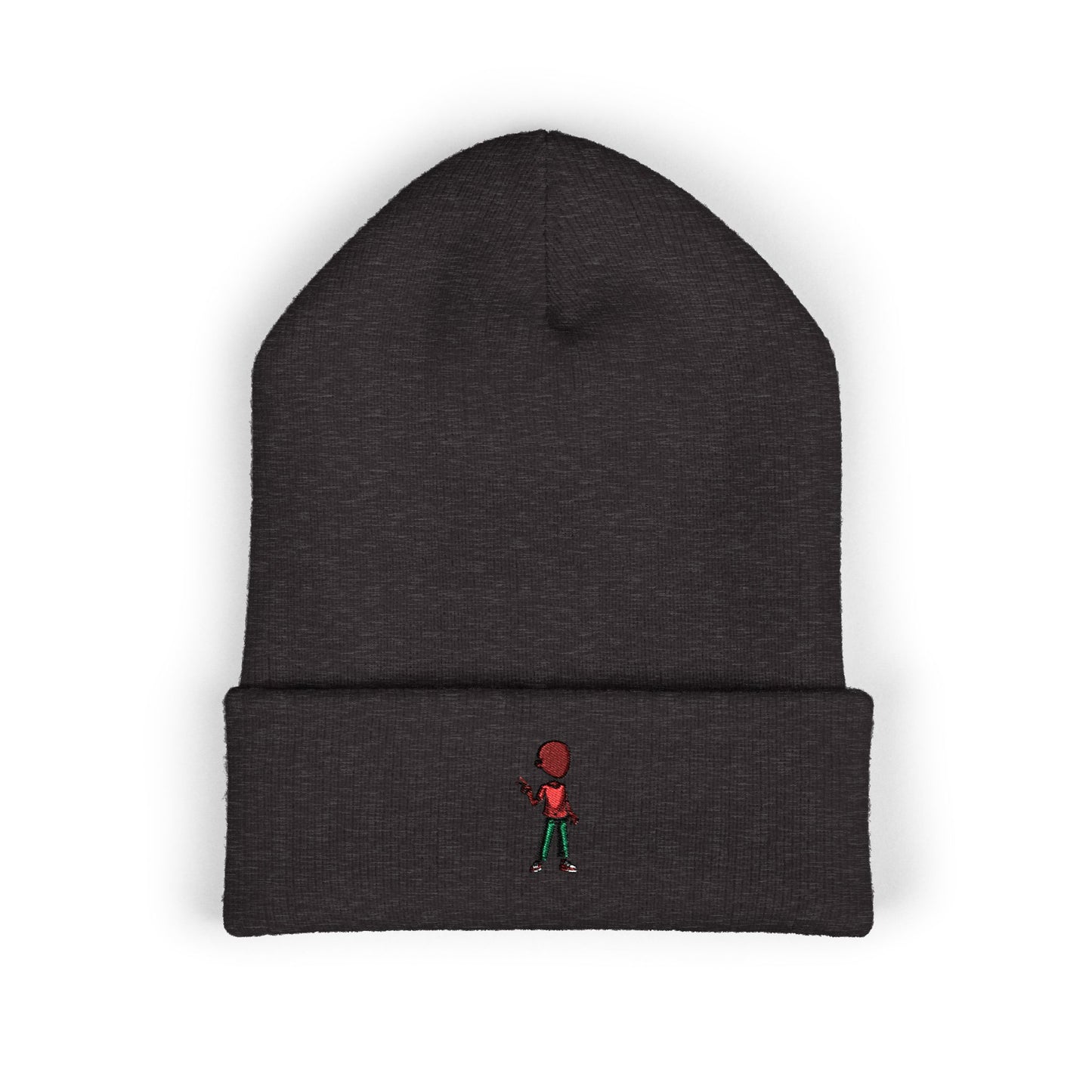 Embroidered Skate Kid Cuffed Beanie — Minimal Streetwear Winter Hat