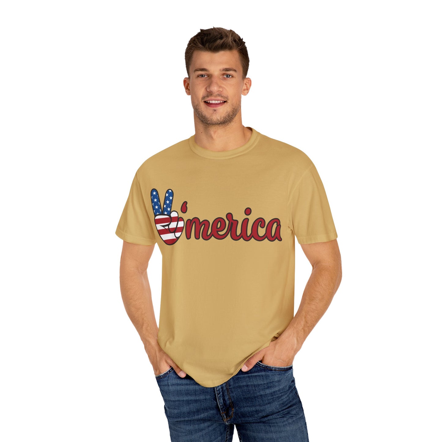 'Peace' Americana Unisex Garment-Dyed T-Shirt - Celebrate Freedom & Unity