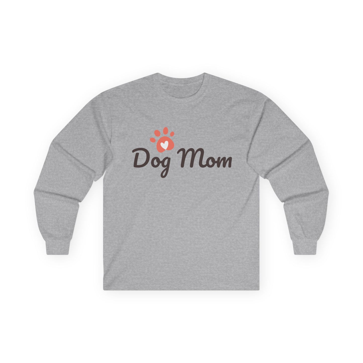 Dog Mom Long Sleeve Tee — Paw Print Graphic Shirt for Dog Lovers