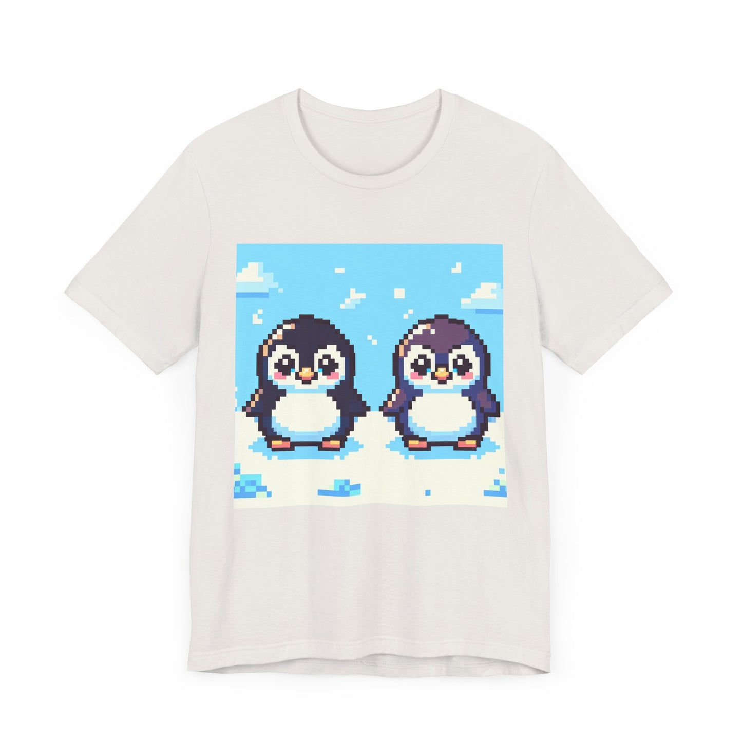 Cute Pixel Penguin Unisex Tee - Fun & Playful Short Sleeve Shirt for Animal Lovers