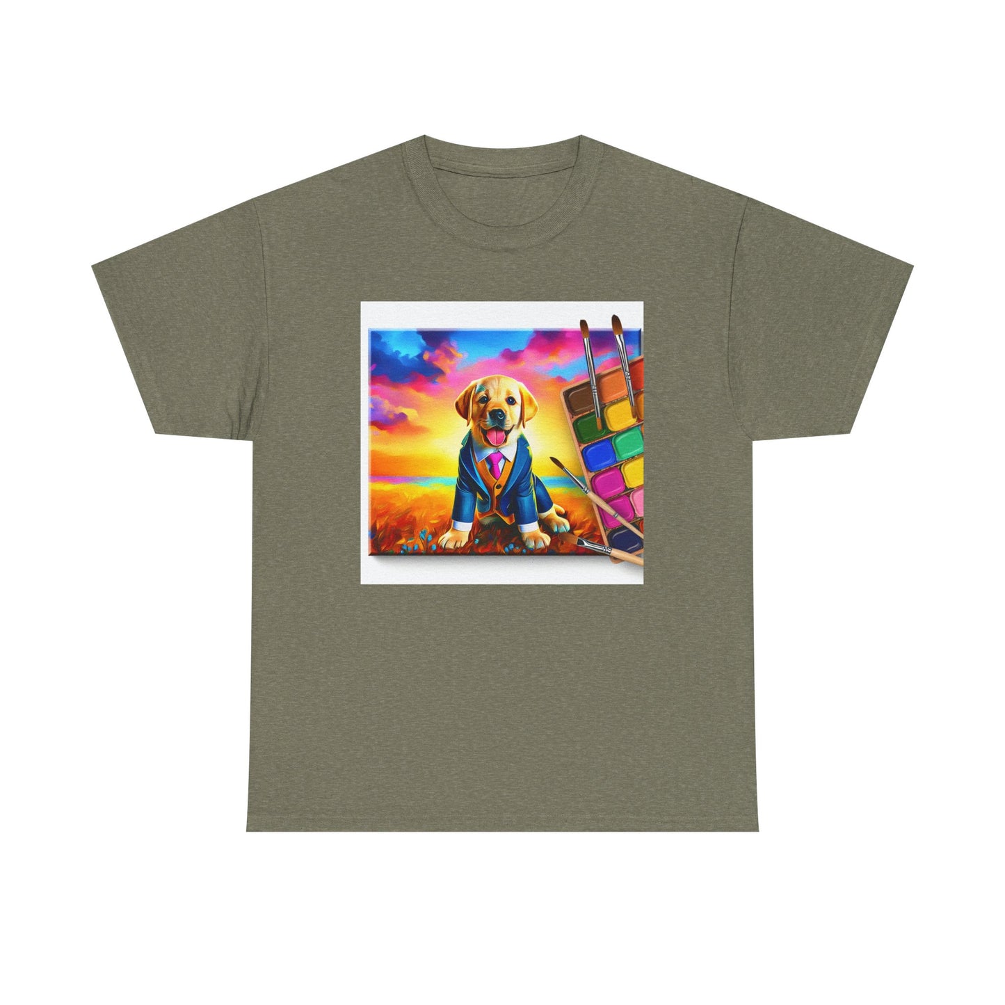 Playful Dog Art Unisex Heavy Cotton Tee