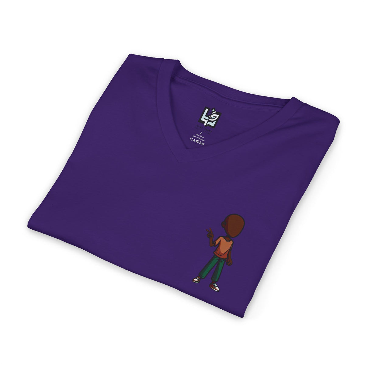 Minimalist Kid with Phone V-Neck Tee