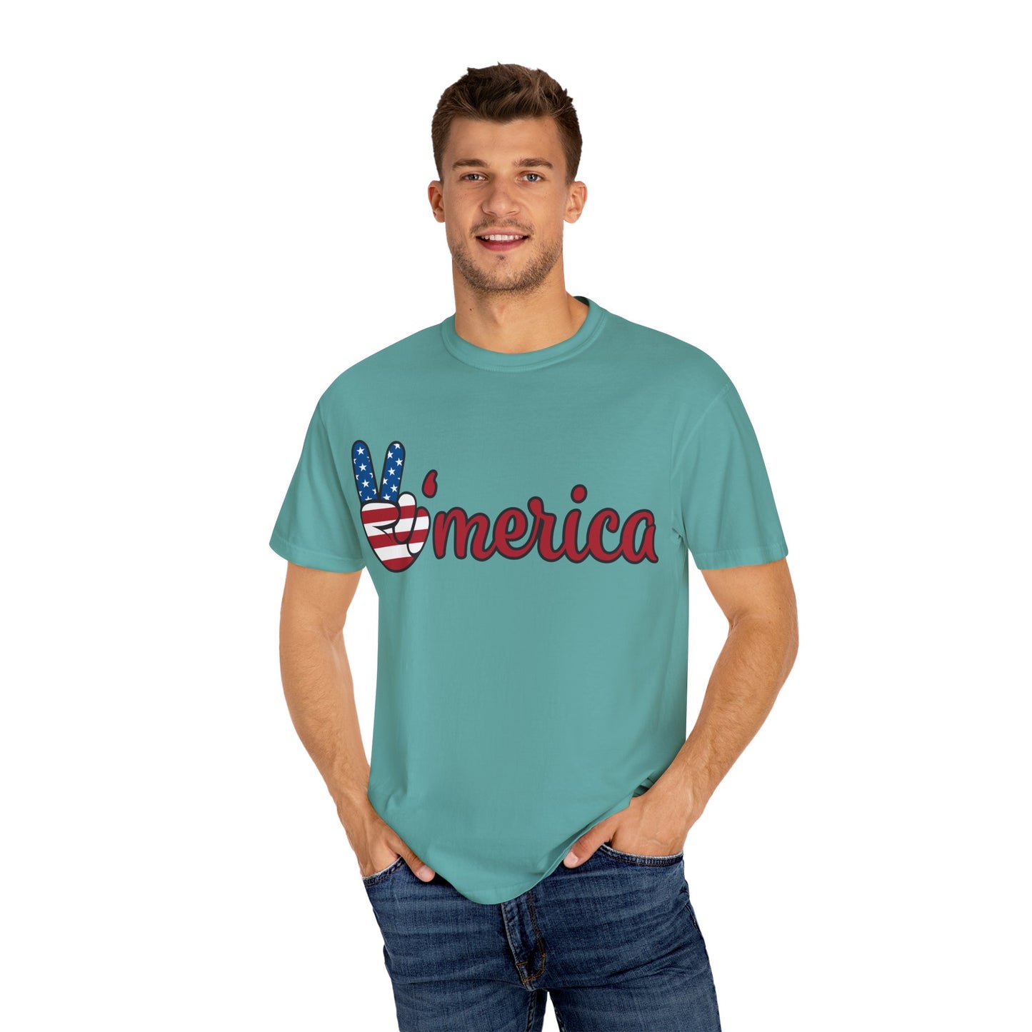 'Peace' Americana Unisex Garment-Dyed T-Shirt - Celebrate Freedom & Unity