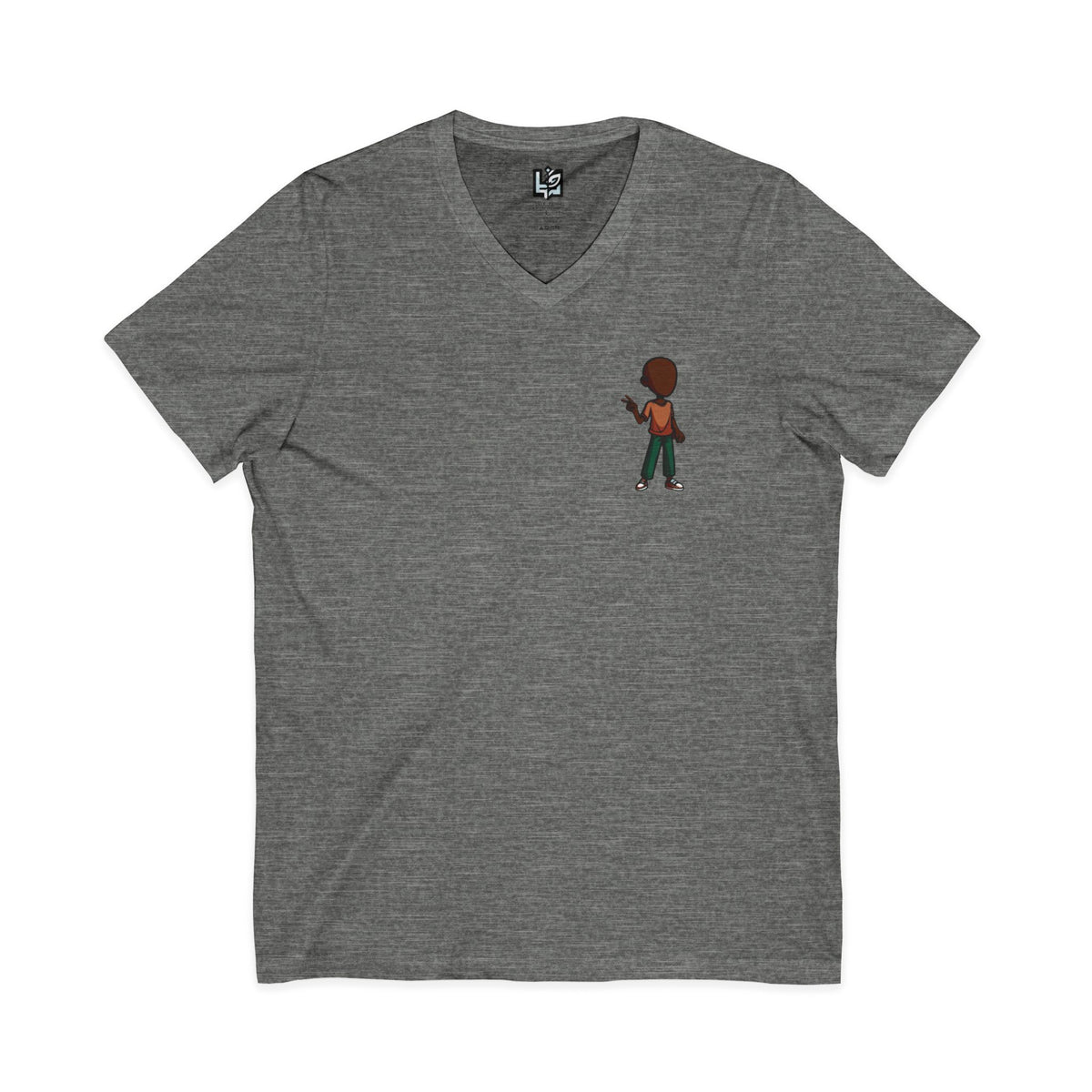 Minimalist Kid with Phone V-Neck Tee