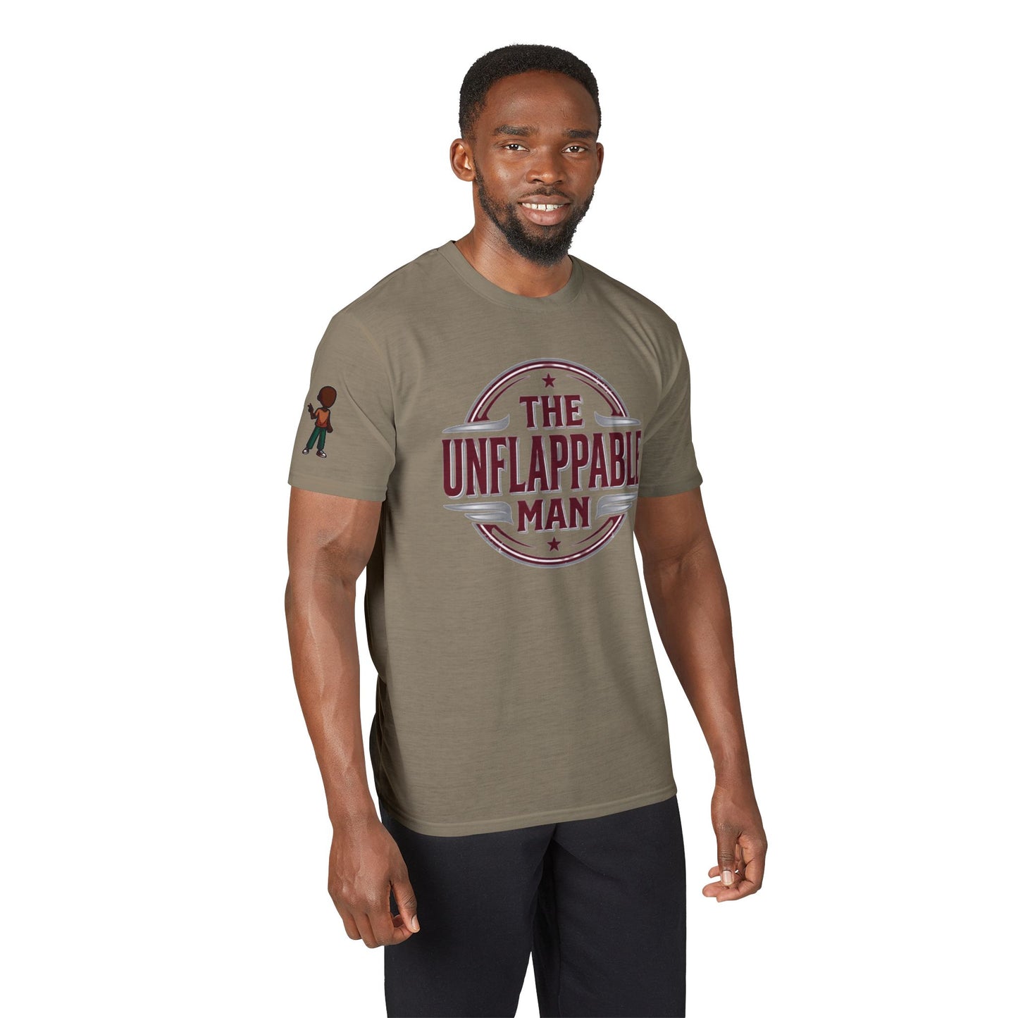 The Unflappable Man T-Shirt – Vintage Badge Graphic Tee for Calm, Confident Guys
