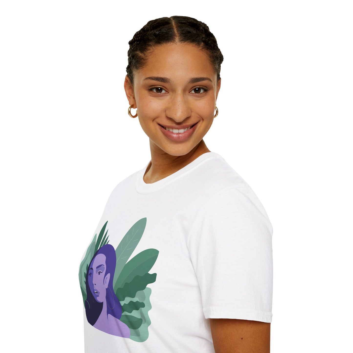 Chic Botanical Portrait T-Shirt for Nature Lovers