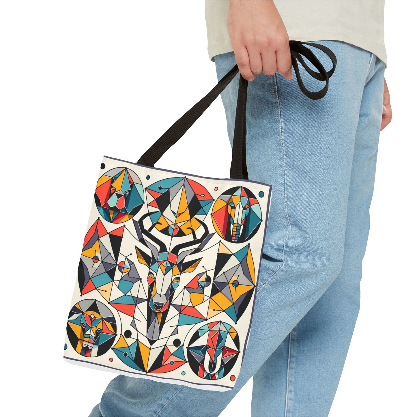 Colorful Geometric Animal Tote Bag - Eco-Friendly & Stylish