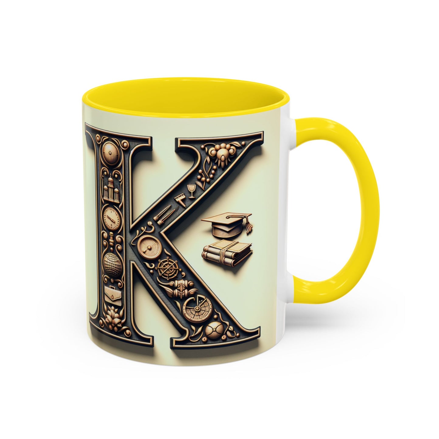 Personalized Initial K Accent Coffee Mug - Perfect Gift for Graduates or Book Lovers