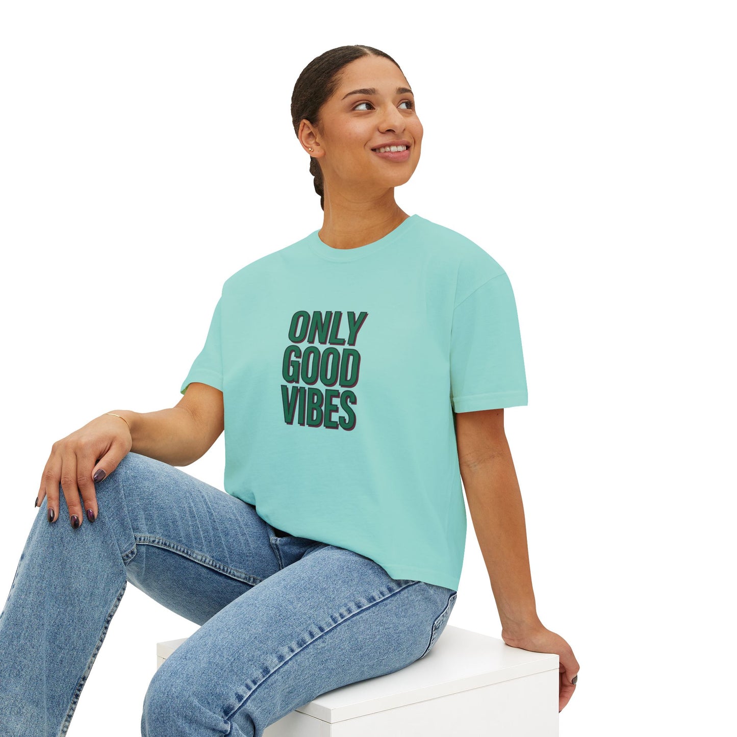 Only Good Vibes Boxy Tee — Women's Positive Graphic Crop T-Shirt