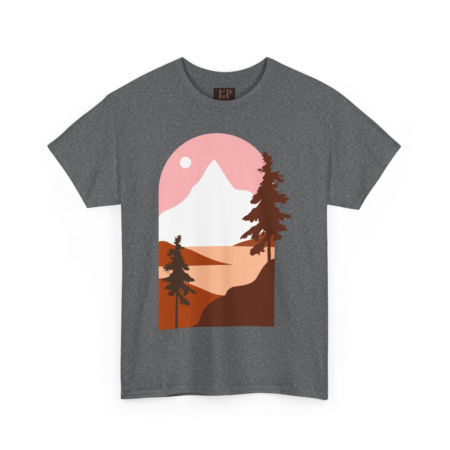 Mountain Sunset Unisex Heavy Cotton Tee - Nature Lover's Graphic T-Shirt