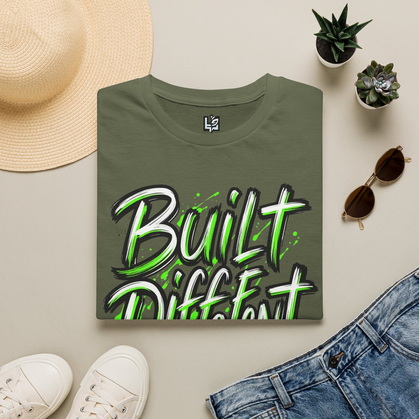 Built Different T-Shirt — Bold Neon Graffiti Tee