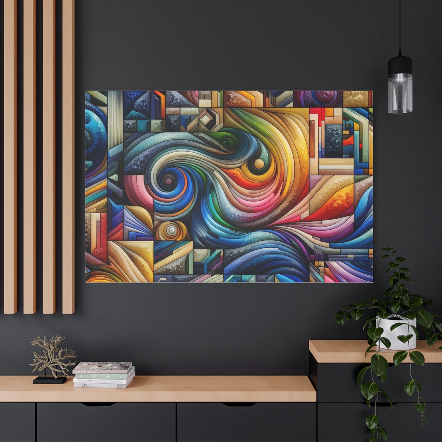 Vibrant Abstract Swirl Matte Canvas Art - Colorful Home Decor