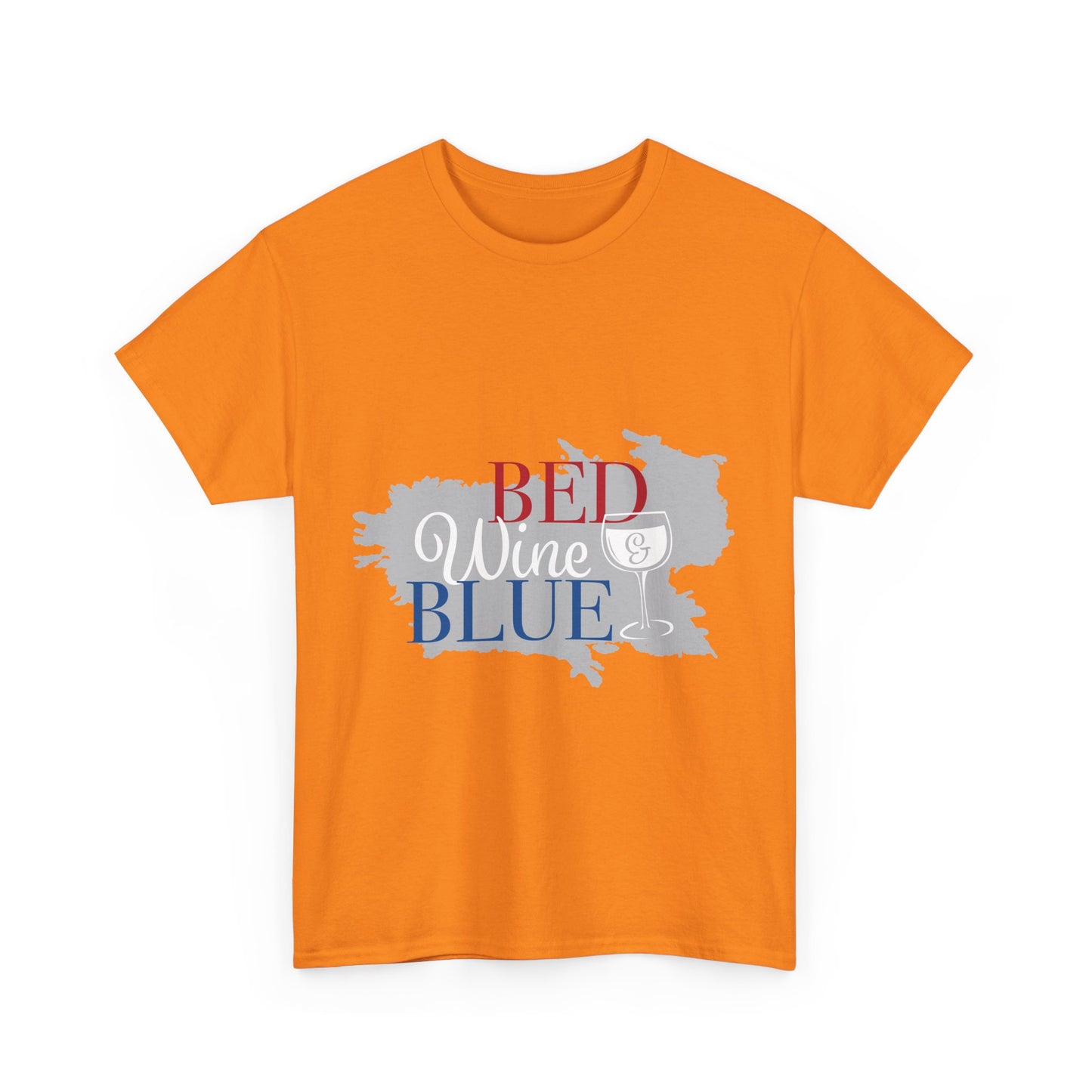 Unisex Heavy Cotton Tee - "Bed, Wine & Blue" - Perfect for Relaxing and Celebrating Freedom