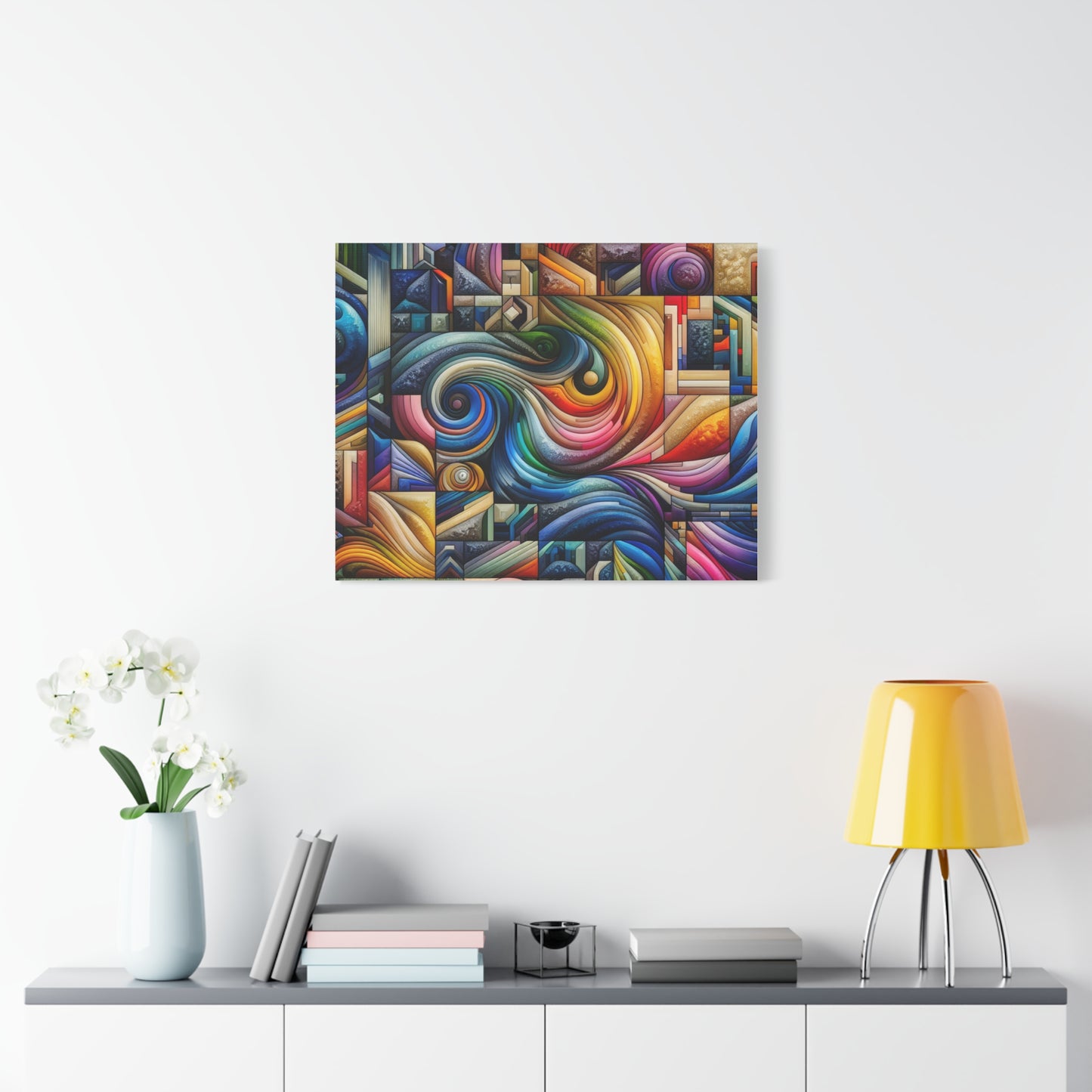 Vibrant Abstract Swirl Matte Canvas Art - Colorful Home Decor