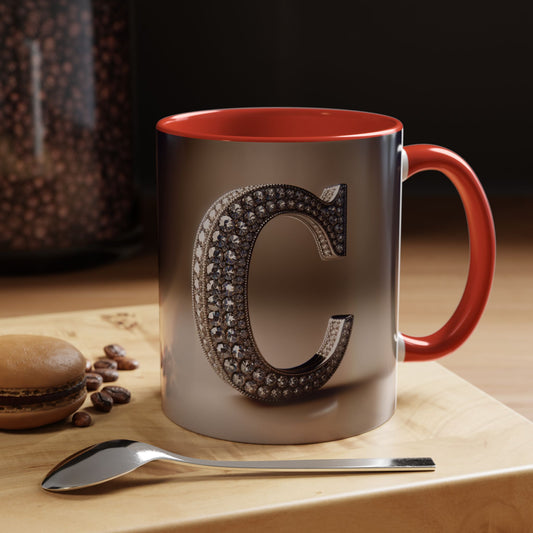 Elegant Initial 'C' Accent Coffee Mug - 11oz & 15oz Ceramics for Personalized Gifts