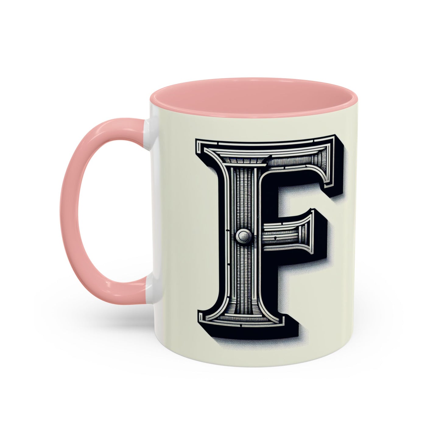 Personalized Initial 'F' Accent Coffee Mug - Stylish Black Handle, Perfect Gift for Coffee Lovers