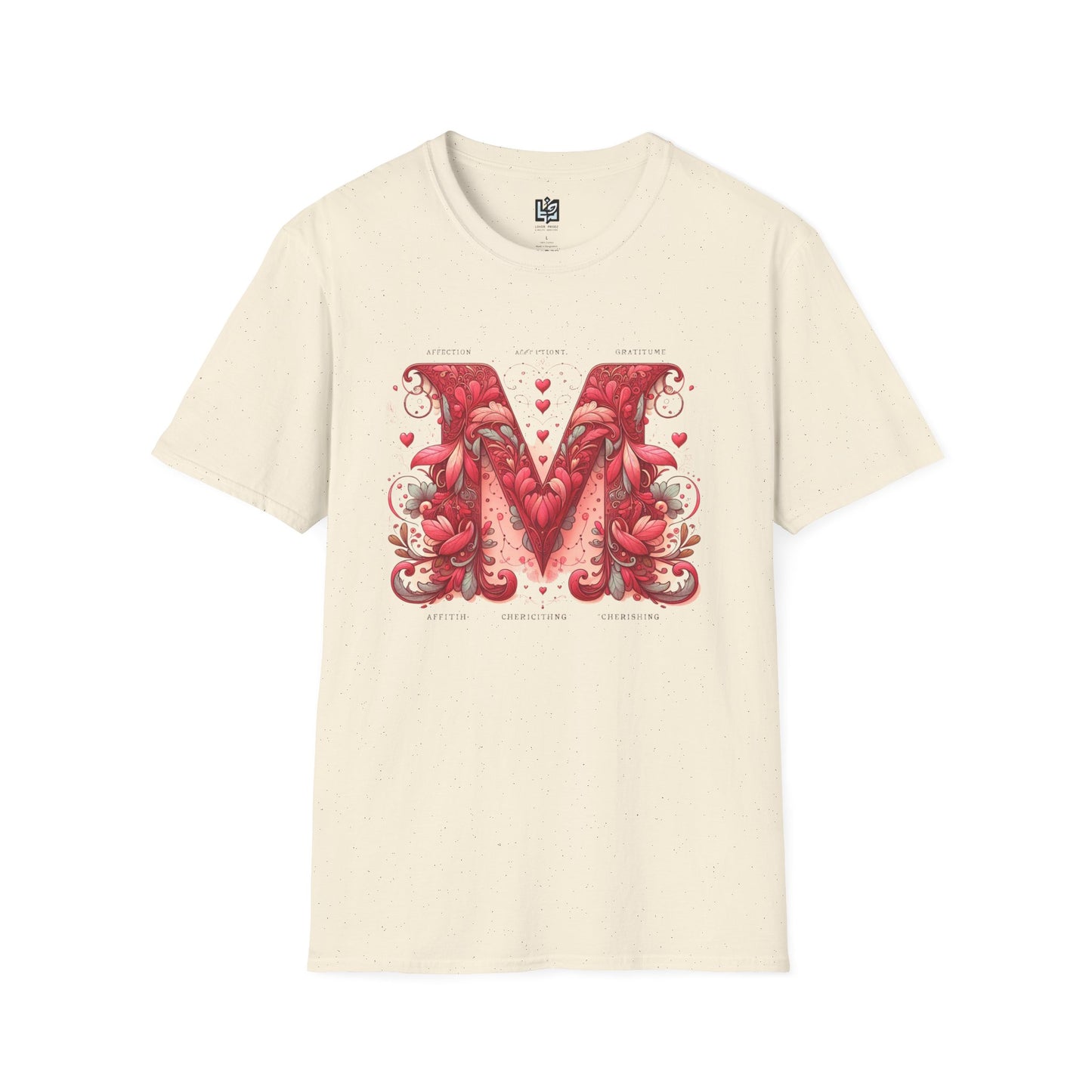 Floral Letter 'M' Unisex Softstyle T-Shirt - Perfect for Celebrations and Self-Expression