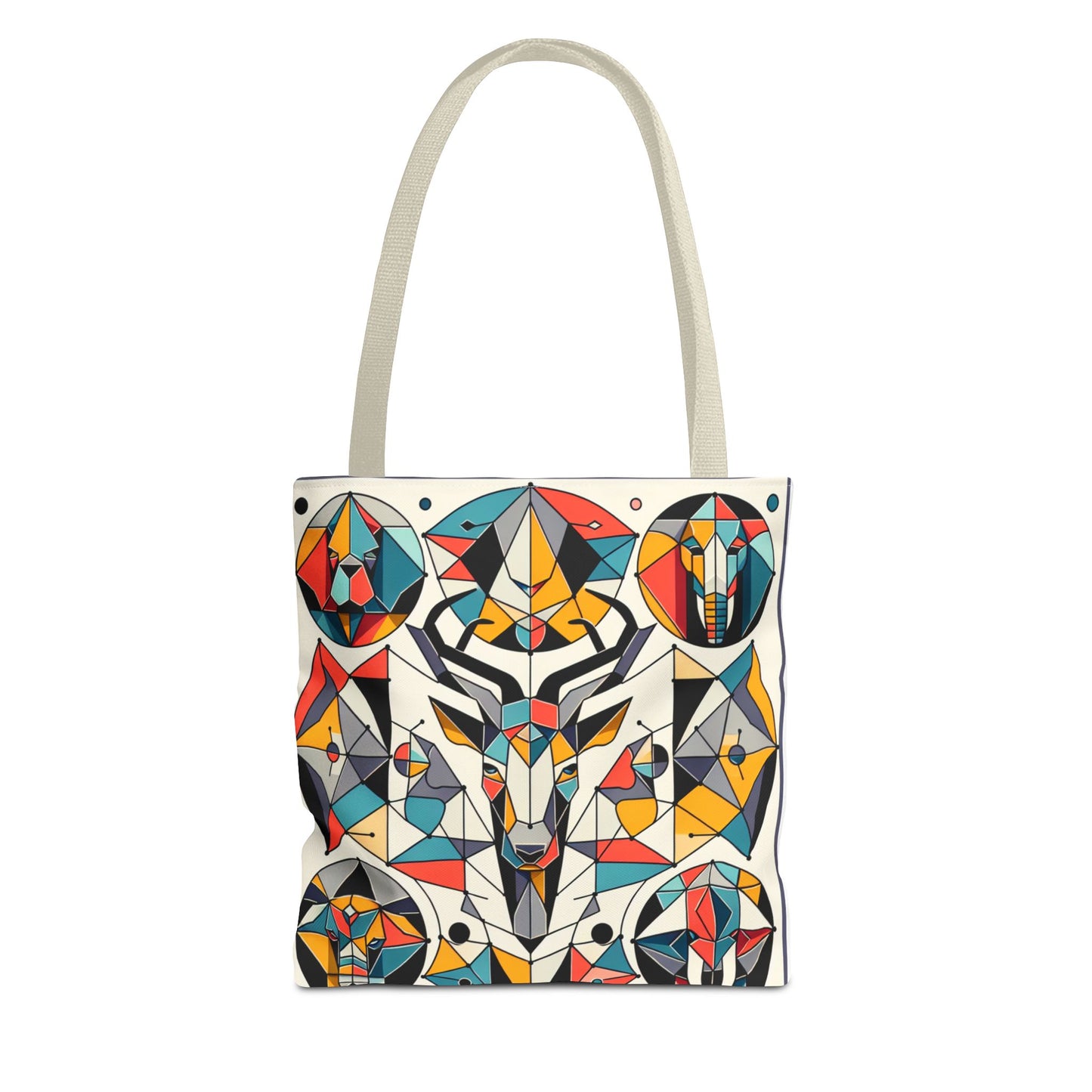 Colorful Geometric Animal Tote Bag - Eco-Friendly & Stylish