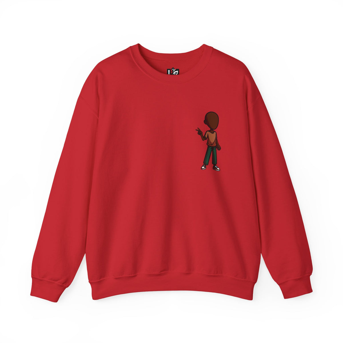 Crewneck Sweatshirt — Minimal Walking Kid Cartoon Chest Print