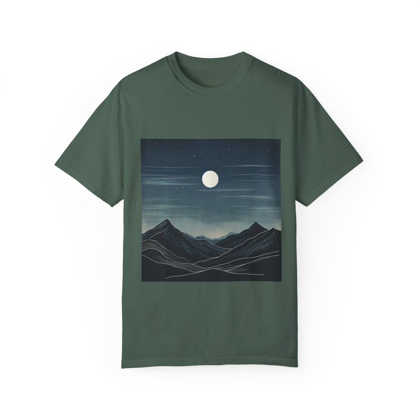 Moonlit Mountains Unisex Garment-Dyed T-shirt | Nature-Inspired Style for Adventurers