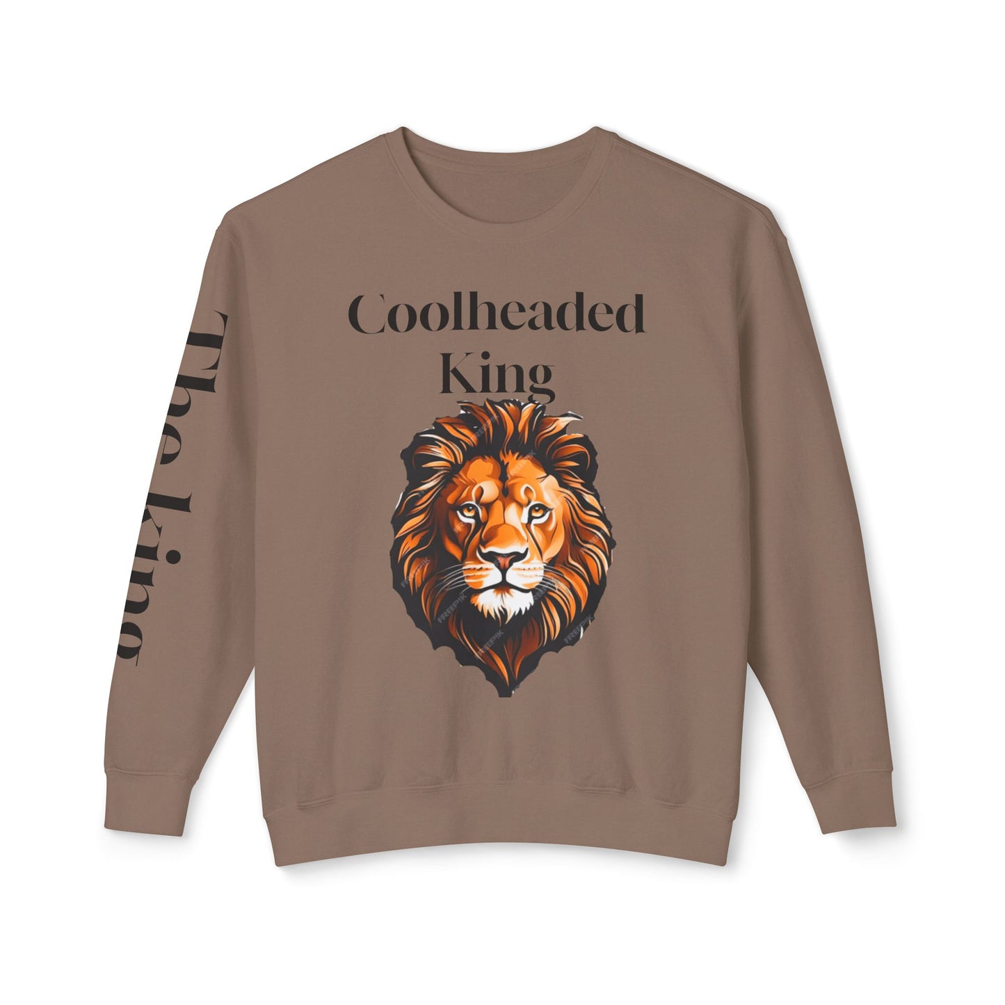 Unisex Lightweight Crewneck Sweatshirt - 'Coolheaded king' Lion Design