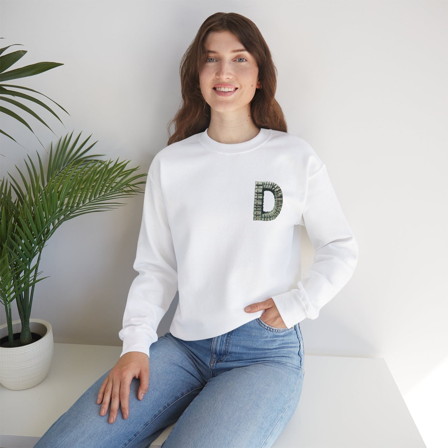Unisex Crewneck Sweatshirt with 'D' and Dollar Sign Design | Stylish & Cozy Apparel for Casual Days