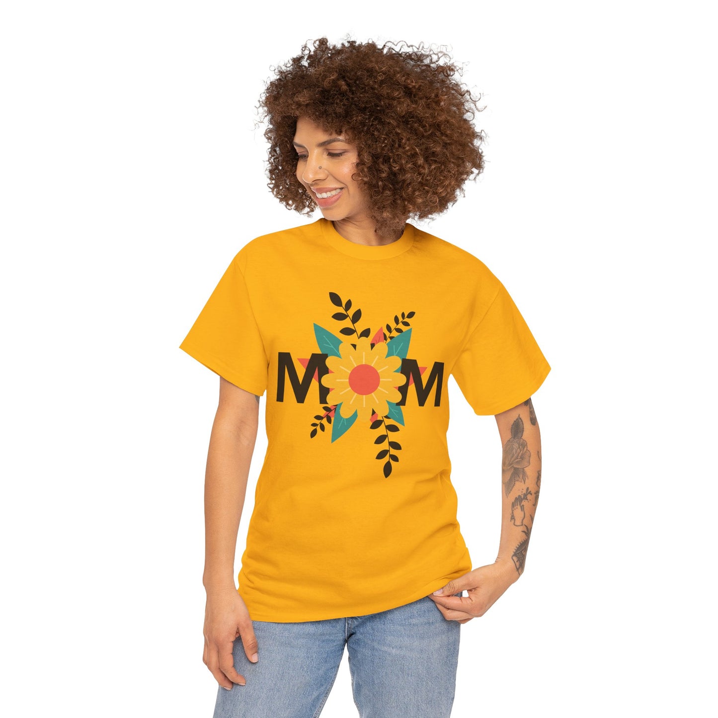 Mom Floral Unisex Heavy Cotton Tee - Perfect Gift for Mother's Day