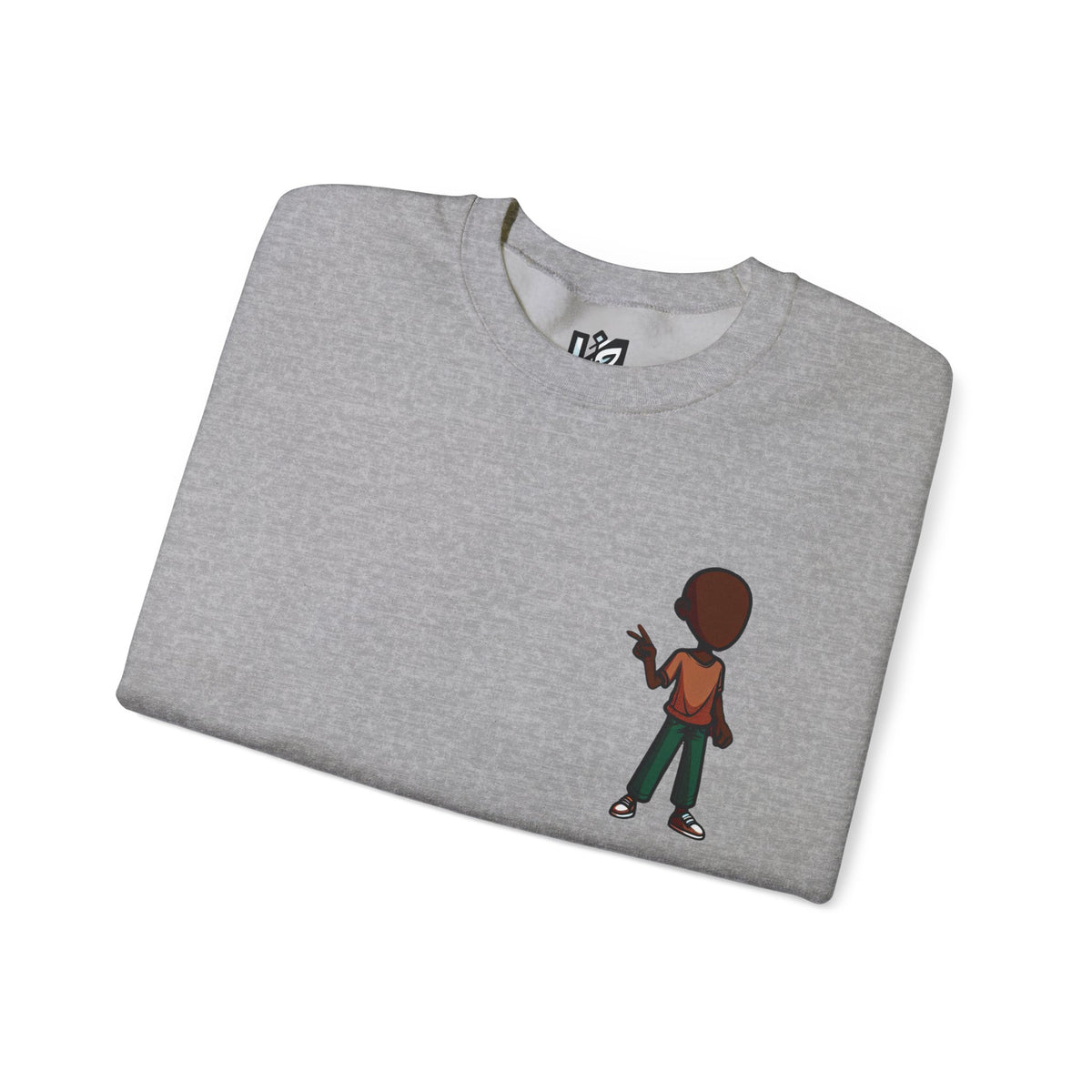 Crewneck Sweatshirt — Minimal Walking Kid Cartoon Chest Print