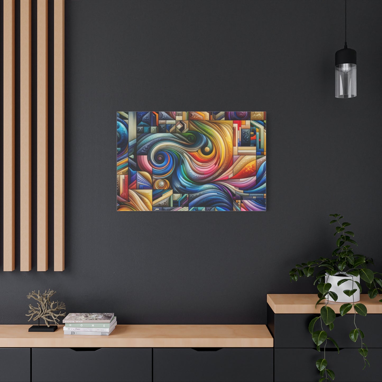 Vibrant Abstract Swirl Matte Canvas Art - Colorful Home Decor