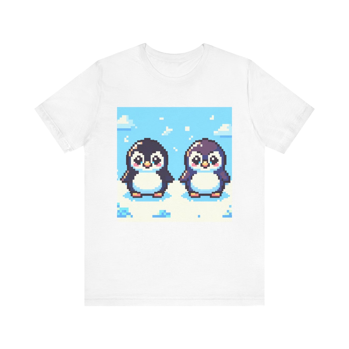 Cute Pixel Penguin Unisex Tee - Fun & Playful Short Sleeve Shirt for Animal Lovers