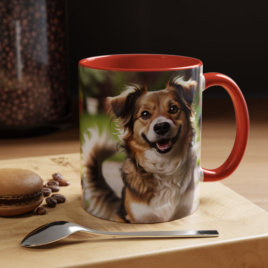 Happy Dog Graphic Accent Coffee Mug | Perfect for Pet Lovers